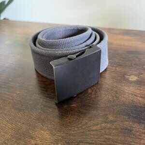 Eddie Bauer Gray Canvas Web Belt Military Style Slide Buckle Adjustable Belt